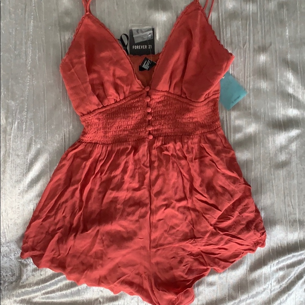 coral romper from forever 21